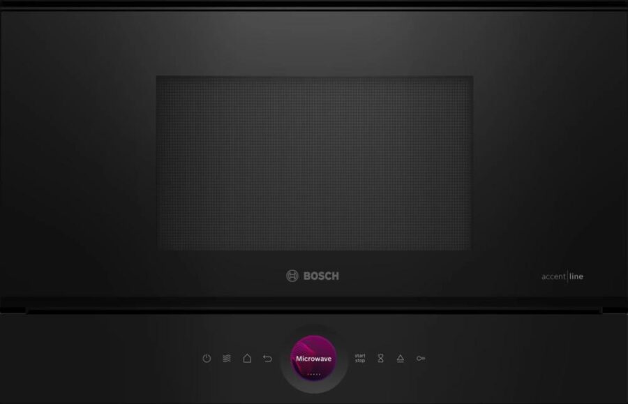 Встраиваемые микроволновые печи BOSCH Accent line. 900Вт, 5 режимов, инвертер, 21 л, черный, петли слева