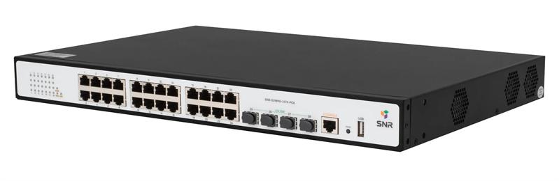 Коммутатор SNR Управляемый PoE коммутатор уровня 2, 24 порта 10/100/1000Base-T с поддержкой PoE, 4 порта 1/10G SFP+, PoE 370 Ватт — изображение 2