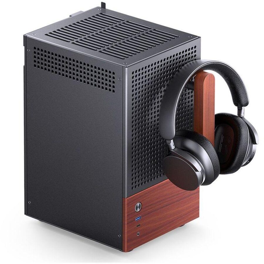 Корпус без блока питания/ Case JONSBO T6, Mini-Tower, 1x140mm, 1xUSB-A 3.0 + 1xUSB-C 3.2, mITX, wood panel + wooden handle Black — изображение 4