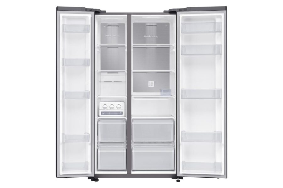 Холодильник Samsung/ 178x91.2.x71.6, 680/229 л, No Frost, side by side, черное стекло — изображение 4