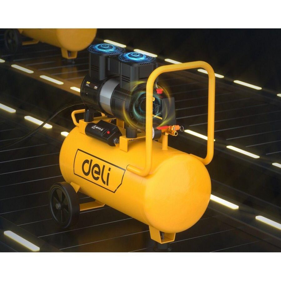Компрессор воздушный безмаслянный Deli DL-WKY25-E1 (мощность 1,2кВт, 25литров, 80л/мин, 7атм, 2800об/мин) — изображение 4