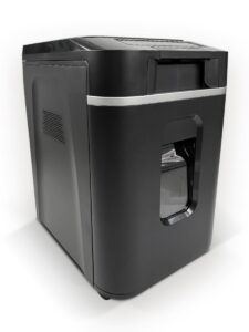 Купить Уничтожитель документов ГЕЛЕОС АП37-4, DIN P-4 (4 ур-нь секр.), фрагмент 3,9х12мм, АВТОПОДАЧА 220 лист (70г/м2), пл.карты/скрепки/скобы, 37 литров - 4D-13091234 из реестра по лучшей цене