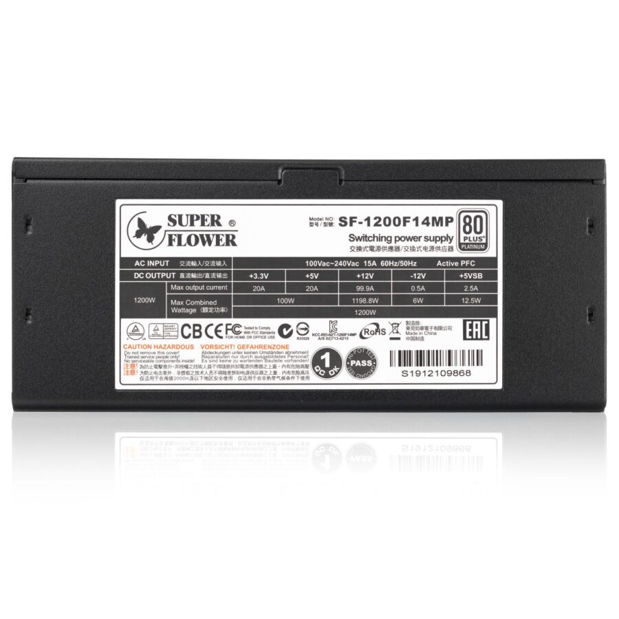 блок питания 1200 Ватт/ Super Flower Power Supply Leadex Platinum, 1200W, ATX, 135mm, 10xSATA, 8xPCI-E(6+2), APFC, 80+ Platinum, Full Modular — изображение 3