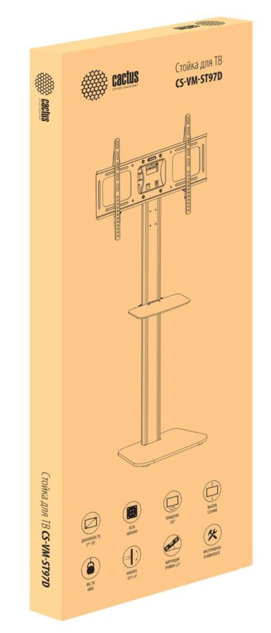 Стойка для телевизора Cactus CS-VM-ST97-D черный 37"-70" макс.68кг напольный — изображение 3