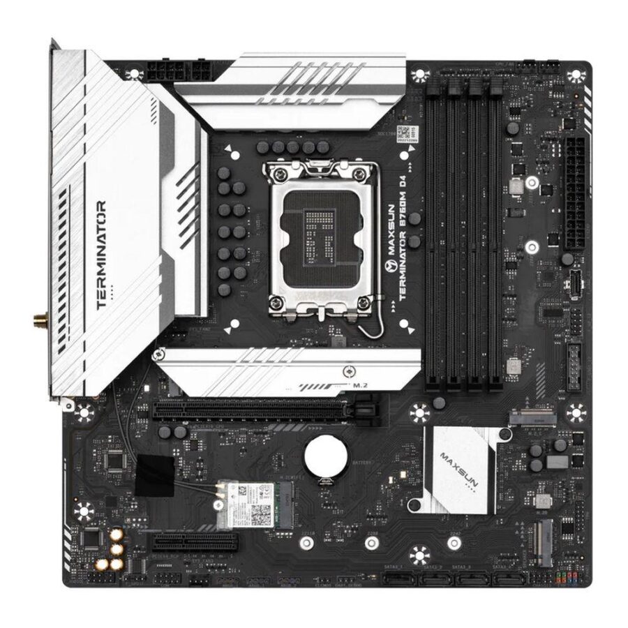 Материнская плата Maxsun MS-Terminator B760M D4 WIFI6E B760, LGA1700, 4*DDR4, 1*PCIEx16, 1*PCIEx4, 3*M.2, 1*TypeC, 4*USB3.2Gen1, 8*USB2.0, 4*SATA3.0, 2.5G, DP, HDMI, M-ATX, RTL — изображение 2