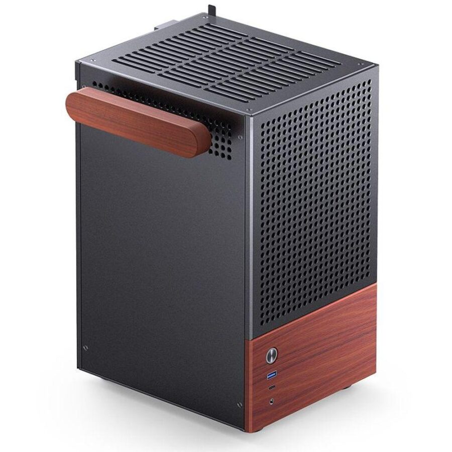 Корпус без блока питания/ Case JONSBO T6, Mini-Tower, 1x140mm, 1xUSB-A 3.0 + 1xUSB-C 3.2, mITX, wood panel + wooden handle Black — изображение 2