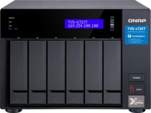 Купить Сетевое хранилище без дисков/ SMB QNAP TVS-672XT-i3-8G 6-Bay NAS, Intel Core i3-8100T 4-core 3.1 GHz Processor, 8GB DDR4 RAM (max 32GB RAM), 6x 2.5"/3.5" SATA HDD/SSD + 2x M.2 PCIe  SSD slot, 2xGbE LAN, 1 x 10GBase-T, 2 x Thunderbolt 3 port - 4D-14758719 из реестра по лучшей цене