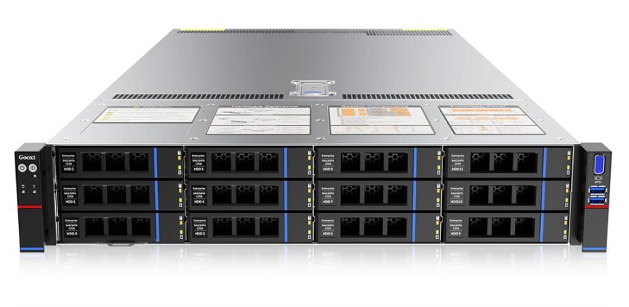 Серверная платформа/ Gooxi SL201-D12R-NV-G4 2u 12bay server with NVME bp,based on rapid sapphire 2xPCIe 5.0x16; 4xPCIe 5.0x8 2x 2.5" rear SAS/SATA 2x 2.5" rear NVMe 1300W 1+1 EU power cables