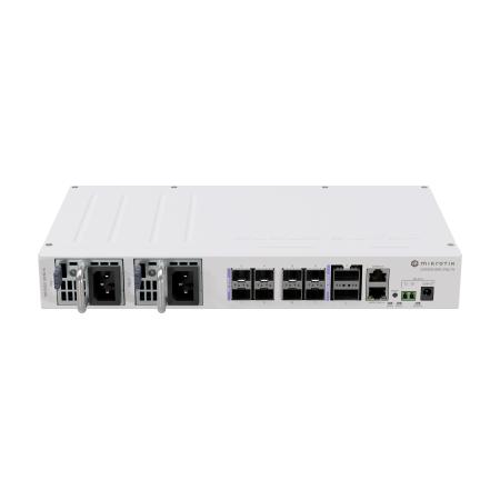 Коммутатор/ CRS510-8XS-2XQ-IN Cloud Router Switch, a versatile 100 Gigabit switch that offers speed, value, and diverse connectivity options. 2x 100 Gigabit QSFP28 ports, 8x 25 Gigabit SFP28 ports, dual hot-swap power supplies