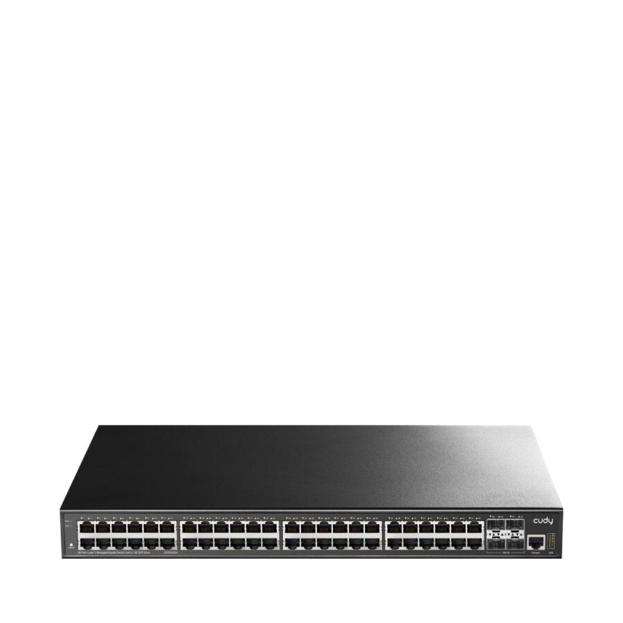 Коммутатор/ 48-Port Layer 3 Managed Gigabit Switch,48 Gigabit Ethernet ports + 4 10 Gigabit uplink SFP optical ports + 1 USB serial port + 1 console port, backplane bandwidth 176Gbps, three-layer network management function, support routing, DHCP, VLAN, M