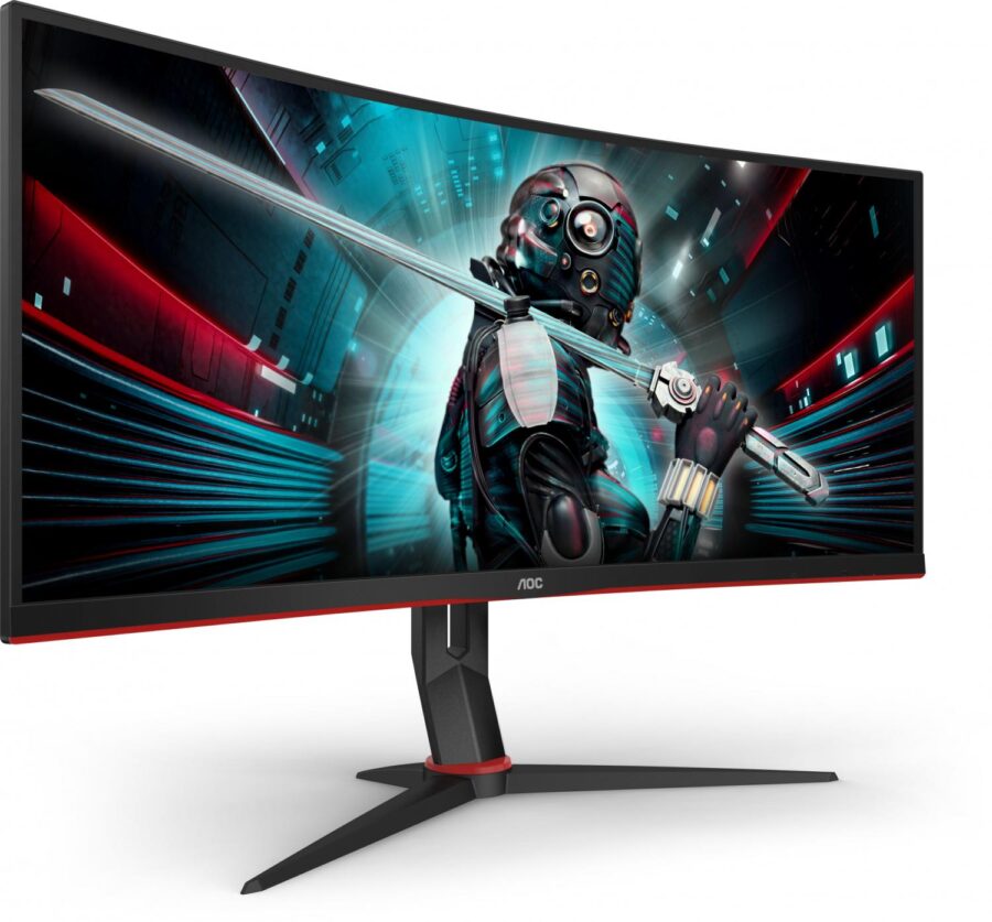 Монитор AOC 34" Gaming CU34G2X черный/красный VA LED 1ms 21:9 HDMI матовая HAS 300cd 178гр/178гр 3440x1440 144Hz FreeSync Premium DP FHD USB 8.1кг — изображение 3
