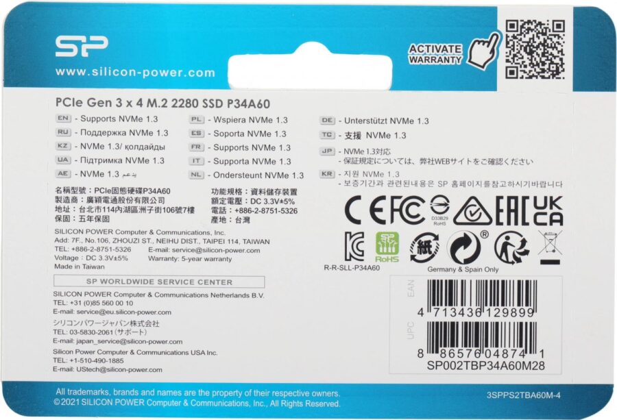 Накопитель SSD Silicon Power PCIe 3.0 x4 2TB SP002TBP34A60M28 M-Series M.2 2280 — изображение 4