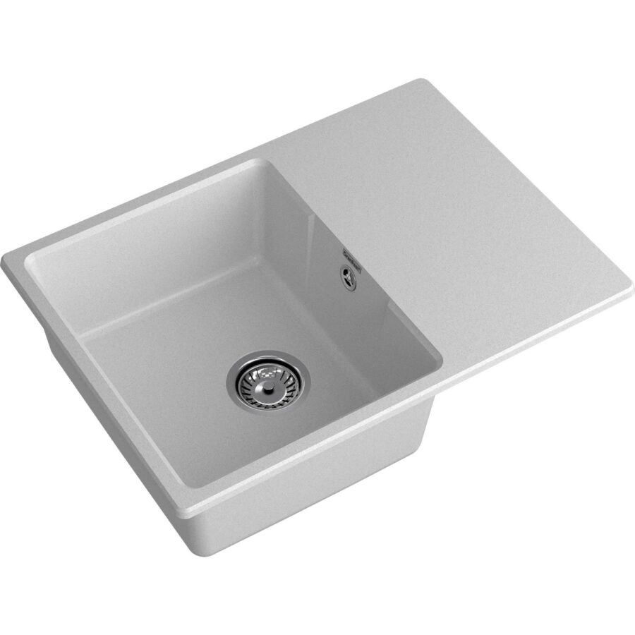 Кухонная мойка GRANFEST URBAN 668L gray 1-чаша+крыло 680*490мм, монтаж: врезной, материал: кварц, цвет: серый — изображение 2