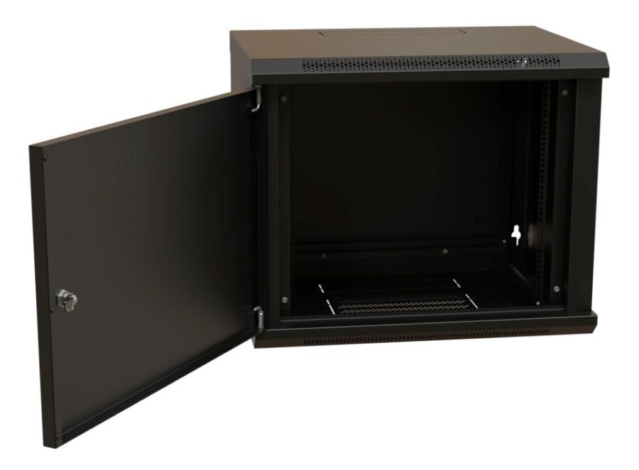 Шкаф коммутационный WRline (WR-TW-1266-SR-RAL9004) настенный 12U 600x600мм пер.дв.металл 2 бок.пан. направл.под винты 60кг черный 520мм 650мм IP20 сталь — изображение 3