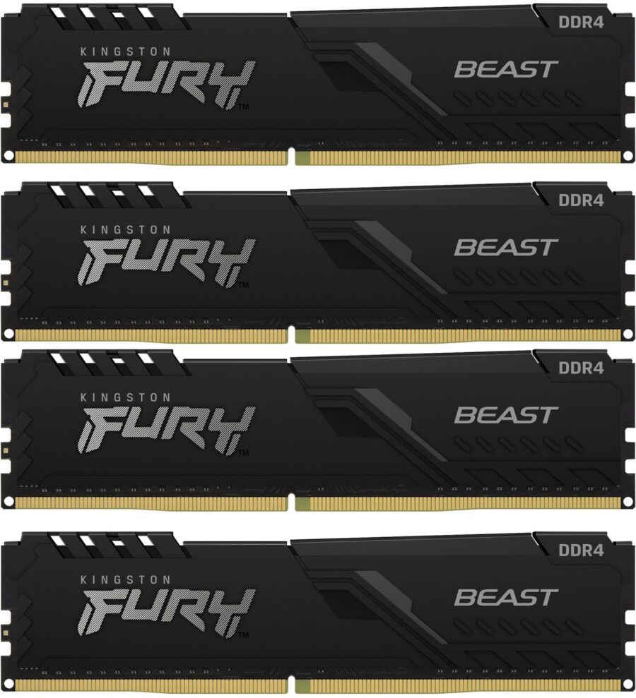 Память оперативная/ Kingston 128GB 3200MT/s DDR4 CL16 DIMM (Kit of 4) FURY Beast Black