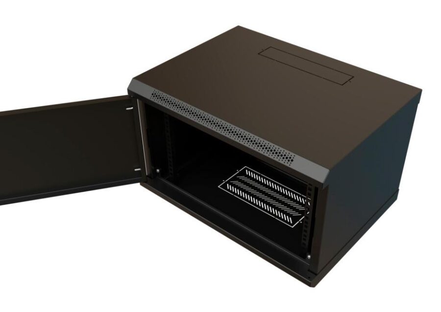 Шкаф коммутационный WRline (WR-TW-0945-SR-RAL9004) настенный 9U 600x450мм пер.дв.металл 2 бок.пан. направл.под винты 60кг черный 350мм 500мм IP20 сталь — изображение 4