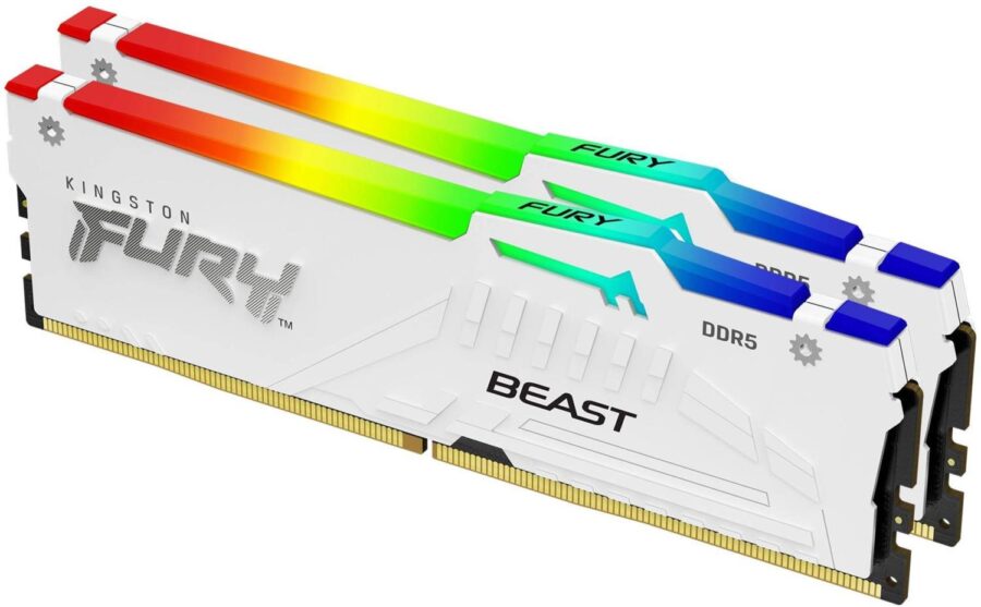 Память оперативная/ Kingston 32GB 5200MT/s DDR5 CL40 DIMM (Kit of 2) FURY Beast White RGB XMP — изображение 2