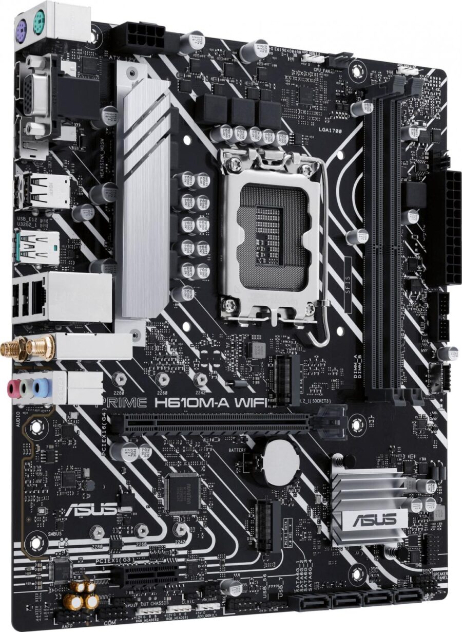 Материнская плата Asus PRIME H610M-A WIFI Soc-1700 Intel H610 2xDDR5 mATX AC`97 8ch(7.1) GbLAN+VGA+HDMI+DP — изображение 2