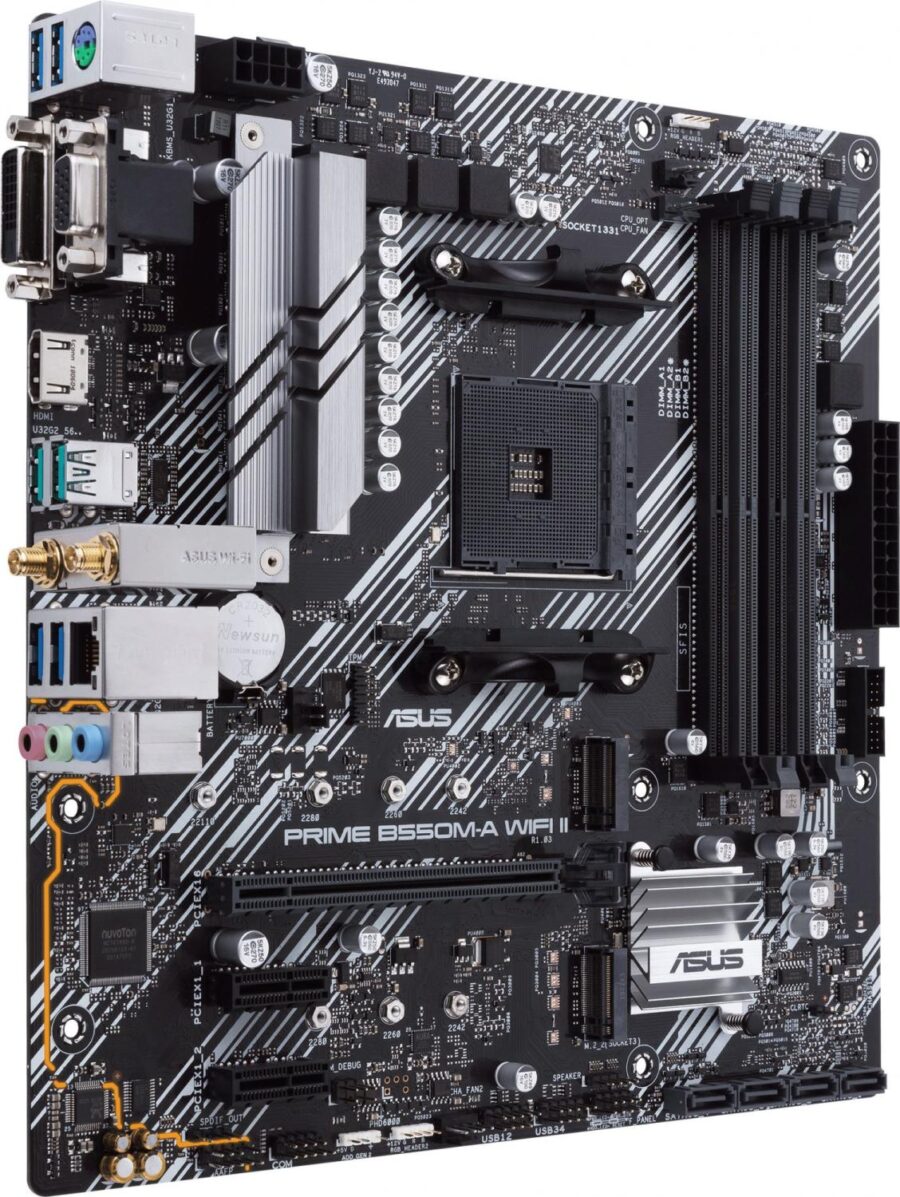 Материнская плата Asus PRIME B550M-A WIFI II Soc-AM4 AMD B550 4xDDR4 mATX AC`97 8ch(7.1) GbLAN RAID+VGA+DVI+HDMI — изображение 2
