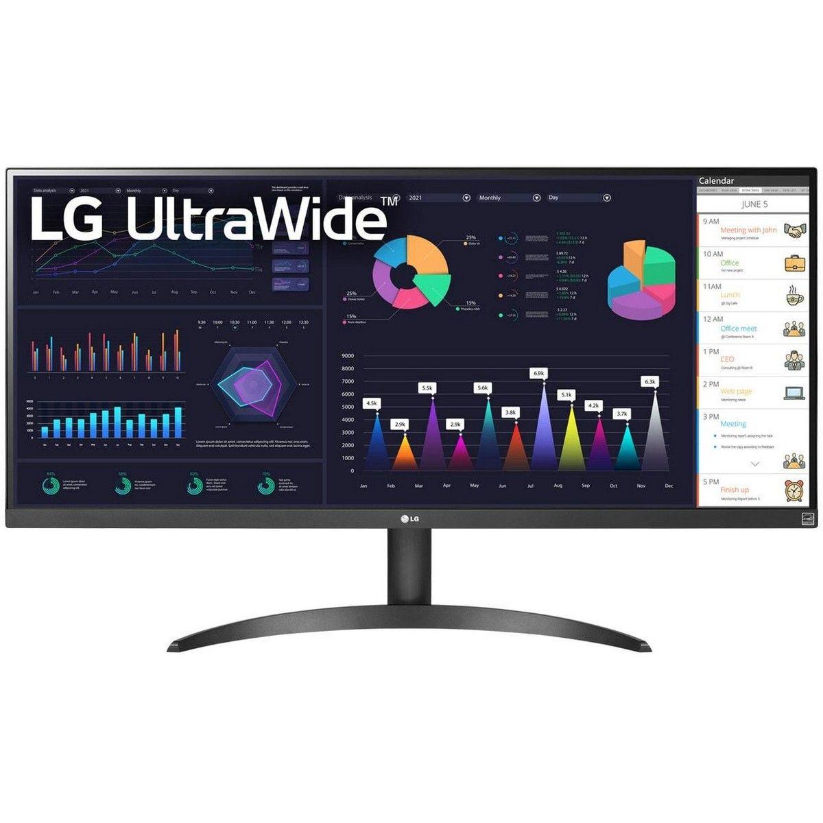 Монитор 34" LG 34WQ500-B Grey (IPS, 2560x1080, HDMI+DP, 5 ms, 178°/178°, 400 cd/m, 1000:1, 100Hz)