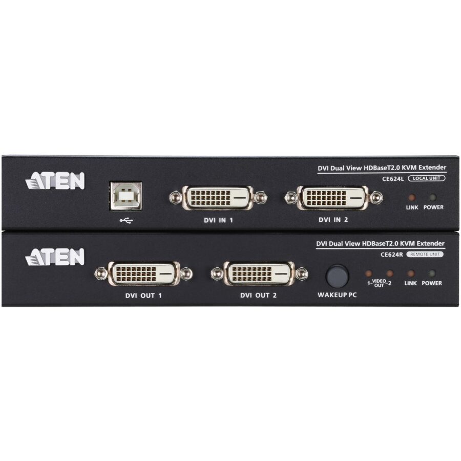 USB, DVI, КВМ-удлинитель c поддержкой Dual View и HDBaseT™ 2.0 (1920 x 1200  100 м)/ATEN/ DVI Dual View HDBase T2.0 KVM Extender — изображение 2