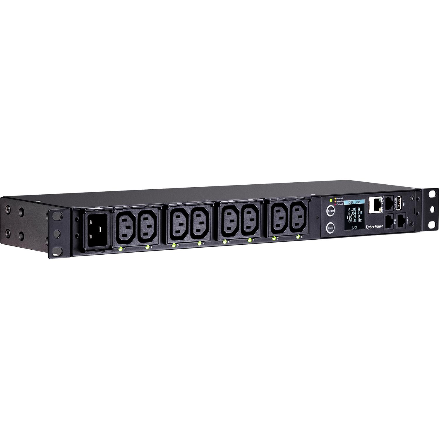 Блок распределения питания/ PDU CyberPower PDU81005 1U type, 16Amp, plug IEC 320 C20, (8) IEC 320 C13 — изображение 3