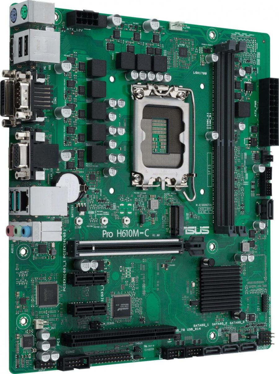 Материнская плата Asus PRO H610M-C-CSM Soc-1700 Intel H610 2xDDR5 mATX AC`97 8ch(7.1) GbLAN+VGA+DVI+HDMI+DP — изображение 3