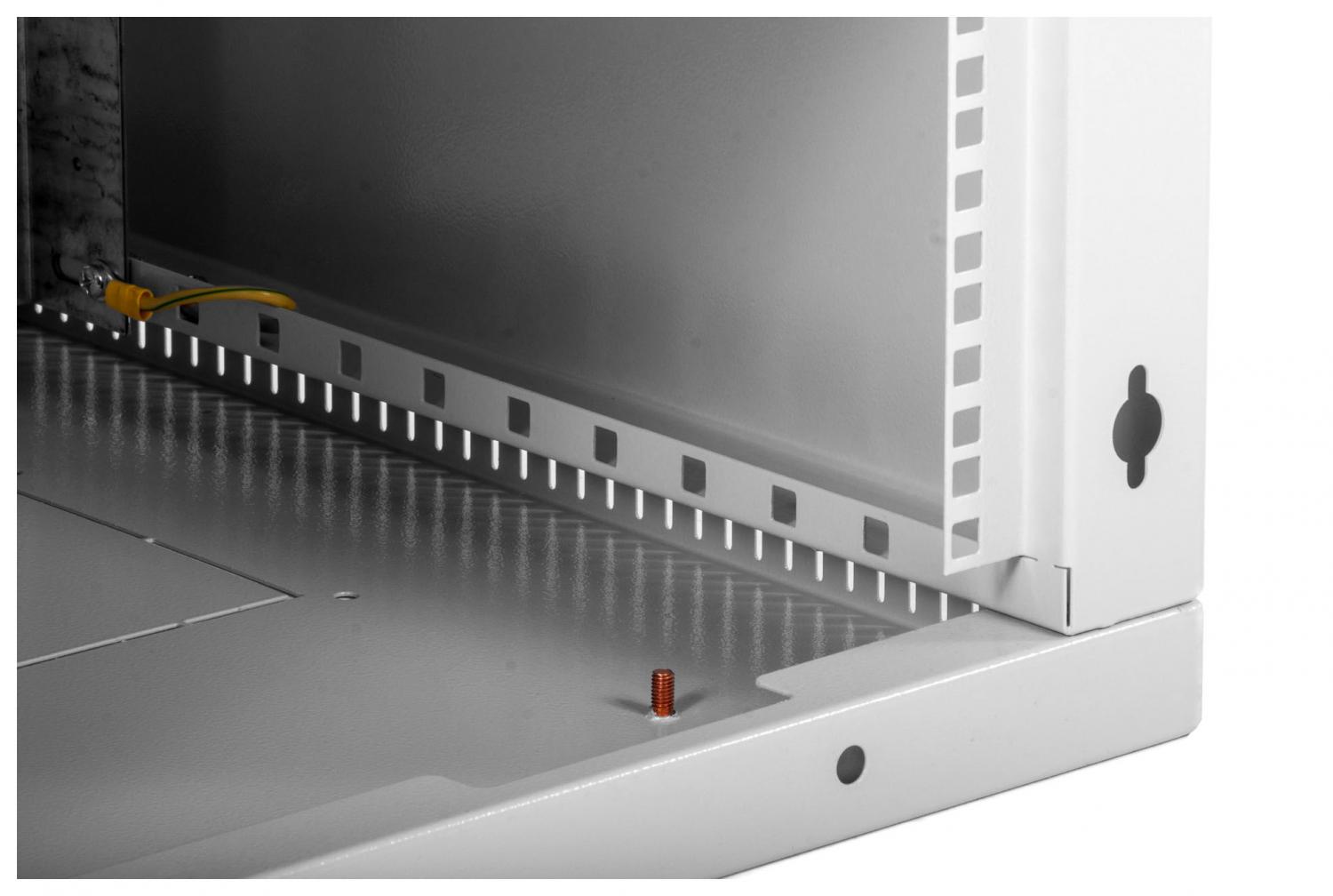 Шкаф коммутационный ЦМО ШРН-ЭКОНОМ (ШРН-Э-18.650.1) настенный 18U 600x650мм пер.дв.стал.лист 85кг серый 600мм 31кг 930мм — изображение 4