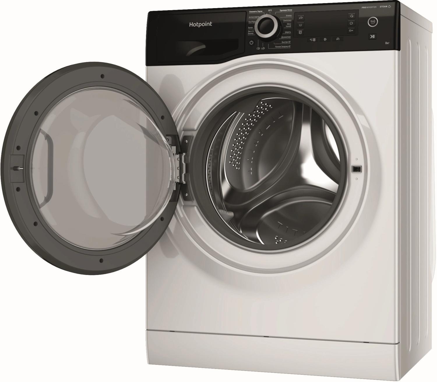 Стиральная машина Hotpoint NSD 8249 ZD AVE RU класс: A-40% загр.фронтальная макс.:8кг белый инвертер — изображение 4