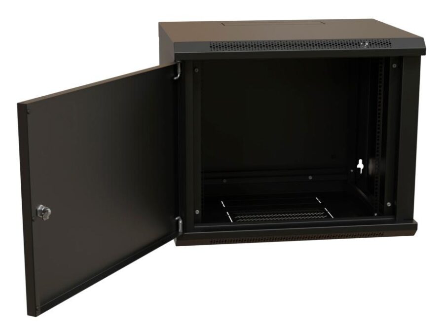 Шкаф коммутационный WRline (WR-TW-1566-SR-RAL9004) настенный 15U 600x600мм пер.дв.металл 2 бок.пан. направл.под винты 60кг черный 520мм 775мм IP20 сталь — изображение 3