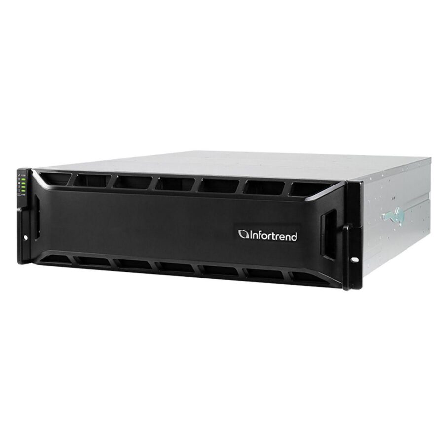 Сетевой накопитель Infortrend GSe 10162-D 3U/16bay, supports NAS, block, object storage and cloud gateway, sing le controller subsystem including 1x12Gb SAS EXP. Port, 4x1G iSCSI ports +1x host board slot(s), 2x4GB, 2x(PSU+FAN Module ), 16xdrive trays and — изображение 3