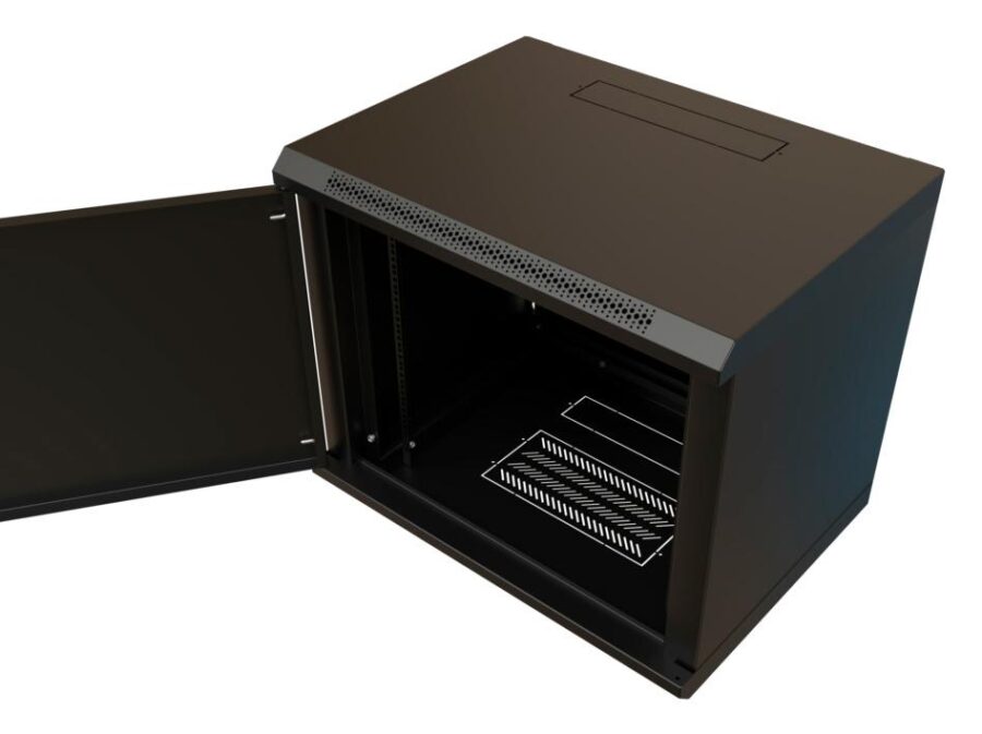 Шкаф коммутационный WRline (WR-TW-1566-SR-RAL9004) настенный 15U 600x600мм пер.дв.металл 2 бок.пан. направл.под винты 60кг черный 520мм 775мм IP20 сталь — изображение 4