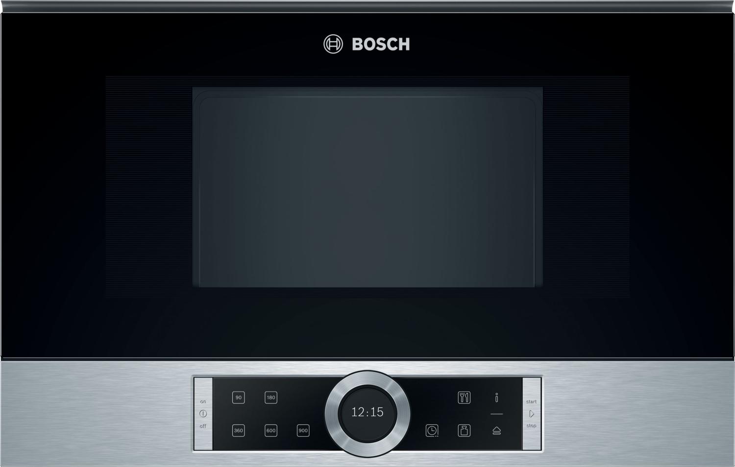 Встраиваемые микроволновые печи BOSCH 900Вт, 5 режимов, инвертер, 21 л, сталь,петли справа
