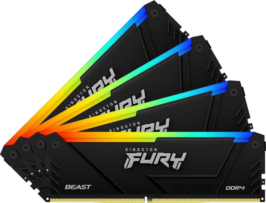 Память оперативная/ Kingston 64GB 2666MT/s DDR4 CL16 DIMM (Kit of 4) FURY Beast RGB — изображение 4