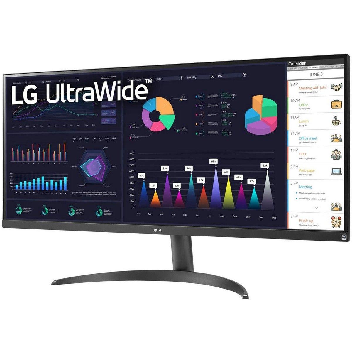 Монитор 34" LG 34WQ500-B Grey (IPS, 2560x1080, HDMI+DP, 5 ms, 178°/178°, 400 cd/m, 1000:1, 100Hz) — изображение 2