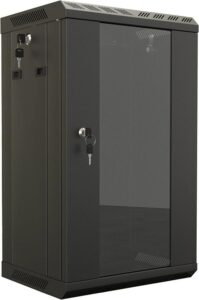 Купить Шкаф коммутационный Hyperline (TDB-6U-GP-RAL9004) настенный 6U 390x300мм пер.дв.стекл задн.дв.спл.стал.лист направл.под винты 60кг черный 225мм 11.8кг 366.5мм IP20 металл - 4D-13475260 из реестра по лучшей цене