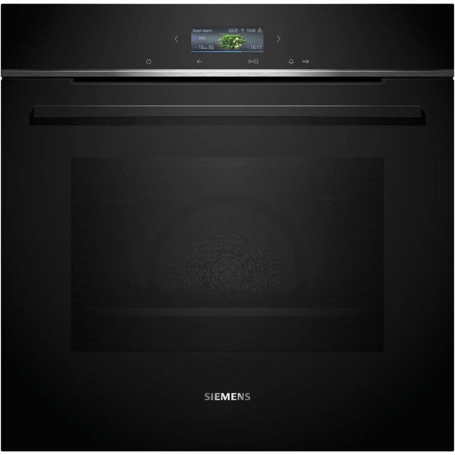 Встраиваемый духовой шкаф SIEMENS/ Электрический духовой шкаф с конвекцией, объем 71 л, 13 режимов, автопрограммы, очистка каталитическая + паровая, направляющие проволочные, термощуп