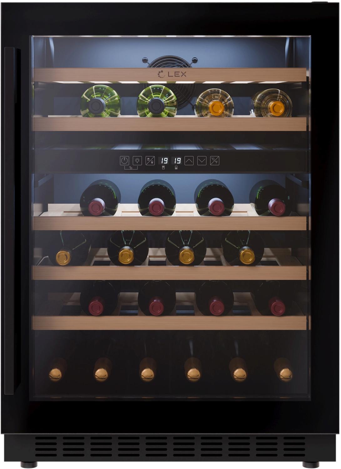 Винный шкаф Lex LWD6046BL dual zone 1-нокамерн. черный