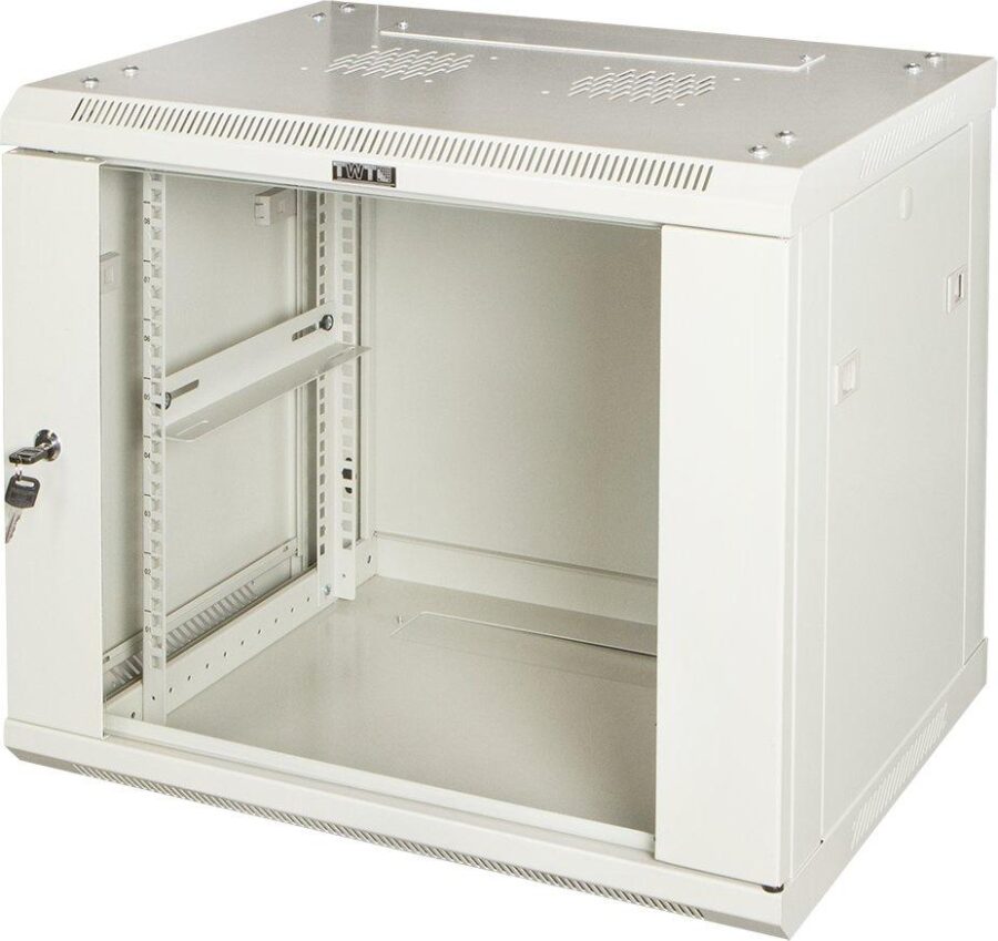 Шкаф коммутационный Lanmaster (TWT-CBWPG-15U-6X6-GY) настенный 15U 600x600мм пер.дв.стекл задн.дв.стал.лист 2 бок.пан. 60кг серый 500мм 33кг 768мм IP20 металл — изображение 2