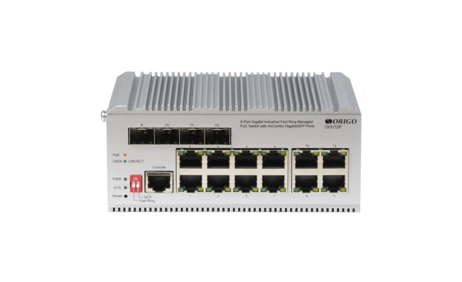 Коммутатор/ Managed L2 Industrial Fast Ring Switch 8x1000Base-T PoE, 4xCombo 1000Base-T/SFP, PoE Budget 185W, Surge 4KV, -40 to 75°C