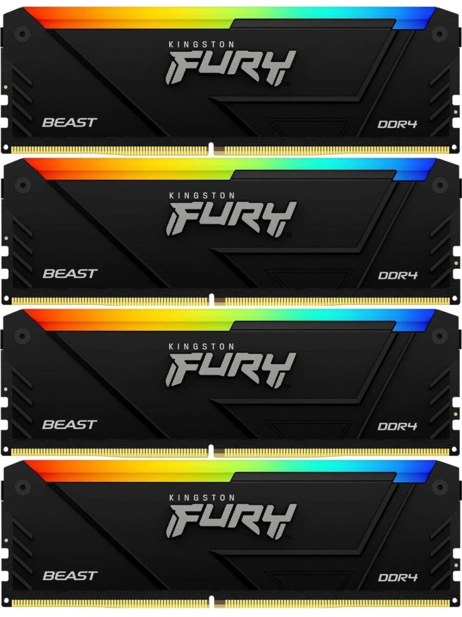 Память оперативная/ Kingston 32GB 3200MT/s DDR4 CL16 DIMM (Kit of 4) FURY Beast RGB
