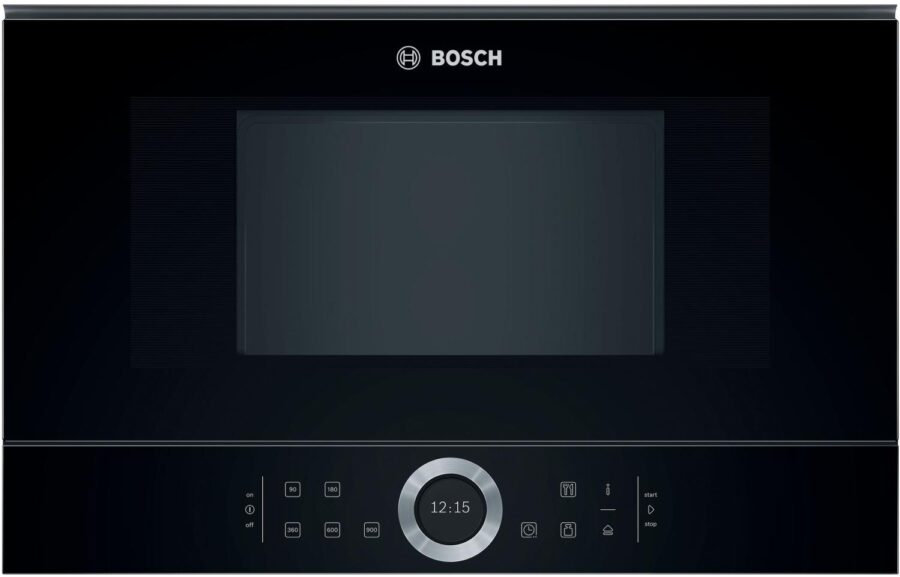 Встраиваемые микроволновые печи BOSCH 900Вт, 5 режимов, инвертер, 21 л, черный, петли слева