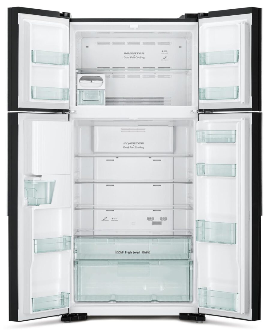 Холодильник Hitachi R-W660PUC7 GBK 2-хкамерн. черный стекло инвертер — изображение 2
