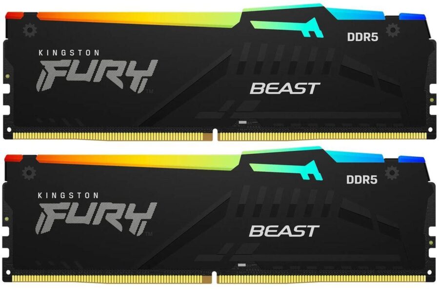 Память оперативная/ Kingston 64GB 5600MT/s DDR5 CL40 DIMM (Kit of 2) FURY Beast RGB XMP