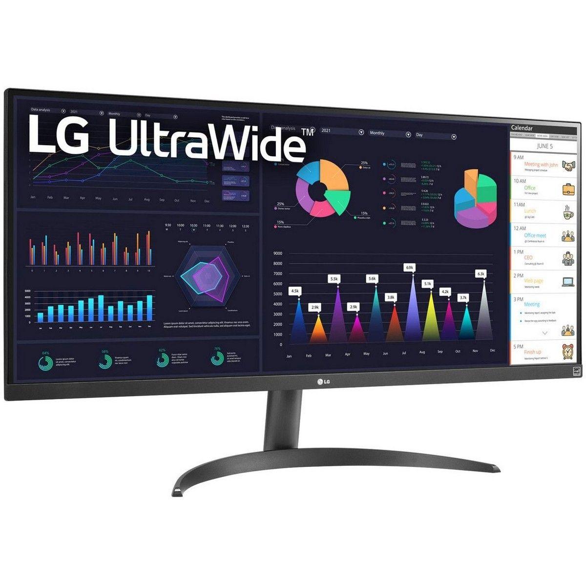 Монитор 34" LG 34WQ500-B Grey (IPS, 2560x1080, HDMI+DP, 5 ms, 178°/178°, 400 cd/m, 1000:1, 100Hz) — изображение 3