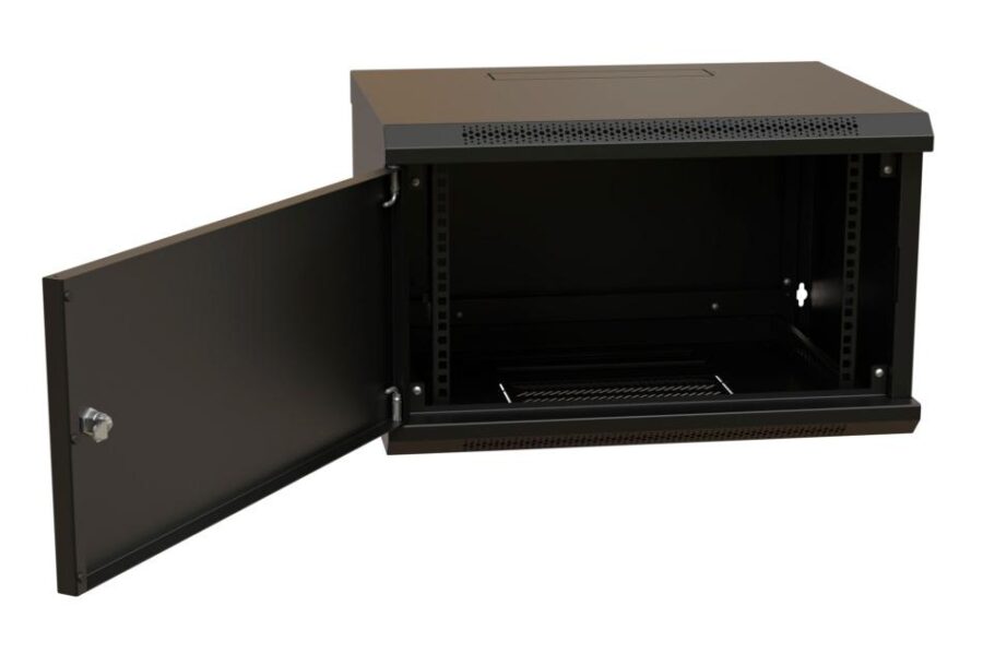 Шкаф коммутационный WRline (WR-TW-0966-SR-RAL9004) настенный 9U 600x600мм пер.дв.металл 2 бок.пан. 60кг черный 500мм 500мм IP20 сталь — изображение 3