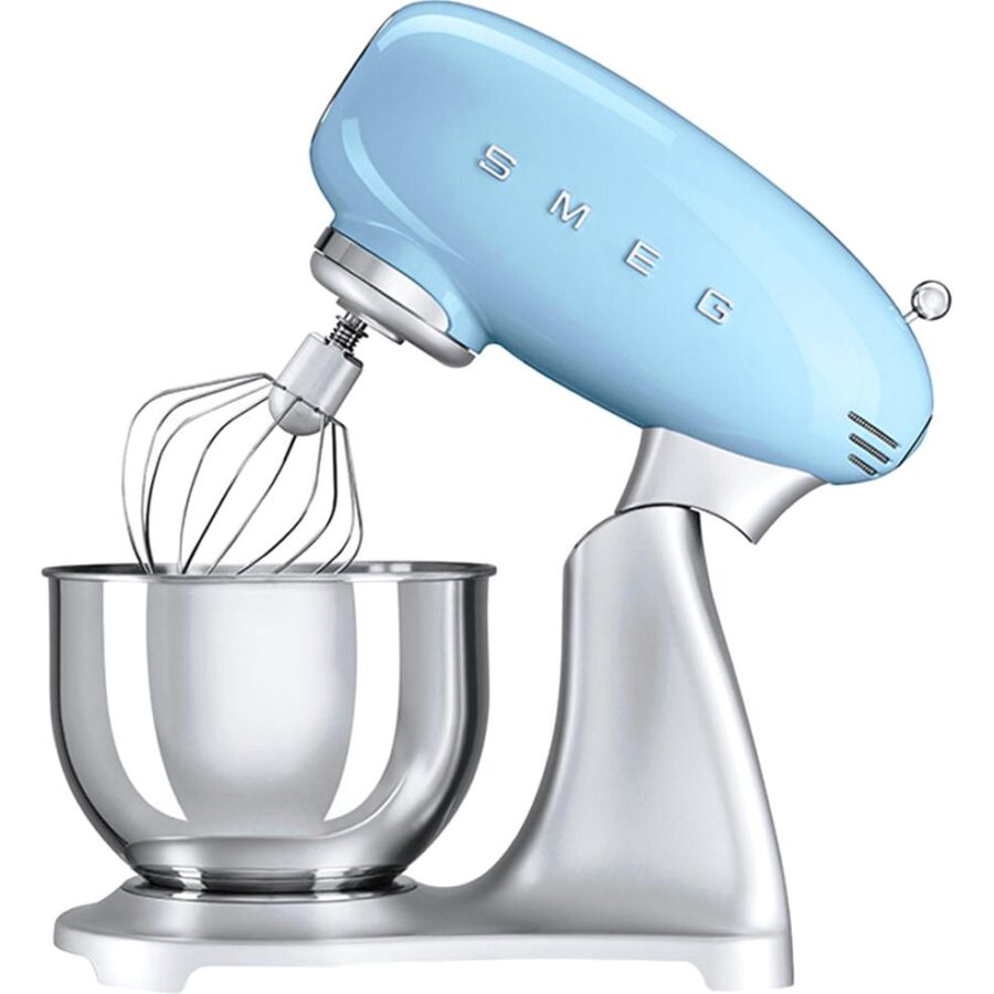 Миксеры SMEG Планетарный миксер, Мощность 0,8 кВт; Объем чаши 4,8л; Регулировка скорости, 2 насадки для взбивания, 1 насадка для теста, крышка для чаши, пастельный голубой — изображение 2