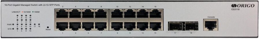 Коммутатор Origo OS3118 OS3118/A2A (L2) 16x1Гбит/с 2SFP управляемый — изображение 2
