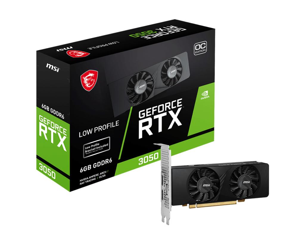 Видеокарта/ VGA MSI NVIDIA GeForce RTX 3050 LP 6G OC 6GB, GDDR6/96-bit, PCIe 4.0, 2xHDMI 2.1, 1xDP, 2.1-slot