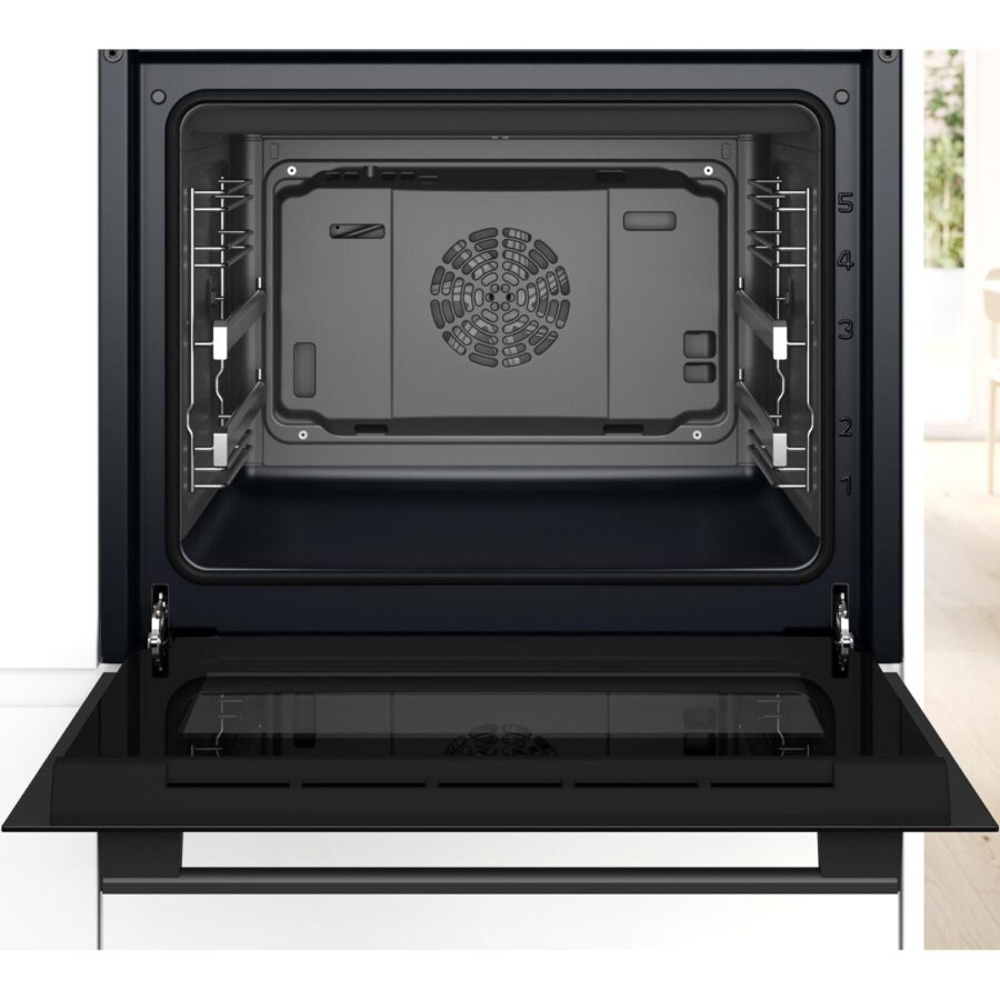 Встраиваемый духовой шкаф Bosch, Serie 8, объем 67 л , 12 режимов нагрева, 4D Hotair, телескопические направляющие, пиролиз, сенсорное управление, 40 автоматических программ, цвет черный — изображение 3